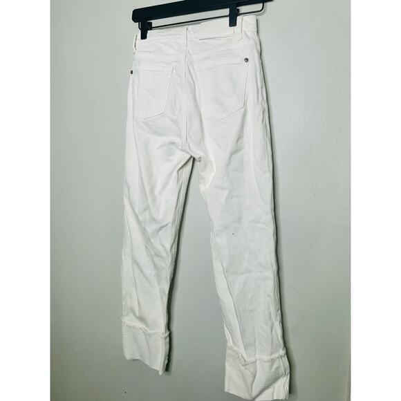 7 FOR ALL MANKIND White Cotton Blend Cuffed Hems Logan Straight Leg Jeans 25 - Picture 10 of 16